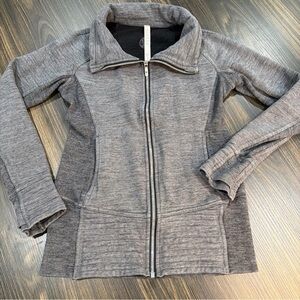 Lululemon Radiant Jacket II Full Zip Funnel Neck Heathered Core Med Grey Size 6